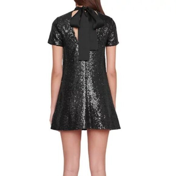 Staud Ilana Black Back Tie Stretch Sequin Embellished Mini Dress Sz Large, EUC - Picture 5 of 6